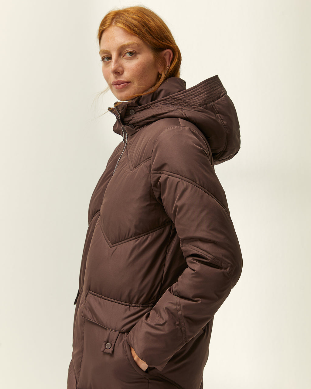 Parka larga de mujer acolchada capucha desmontable