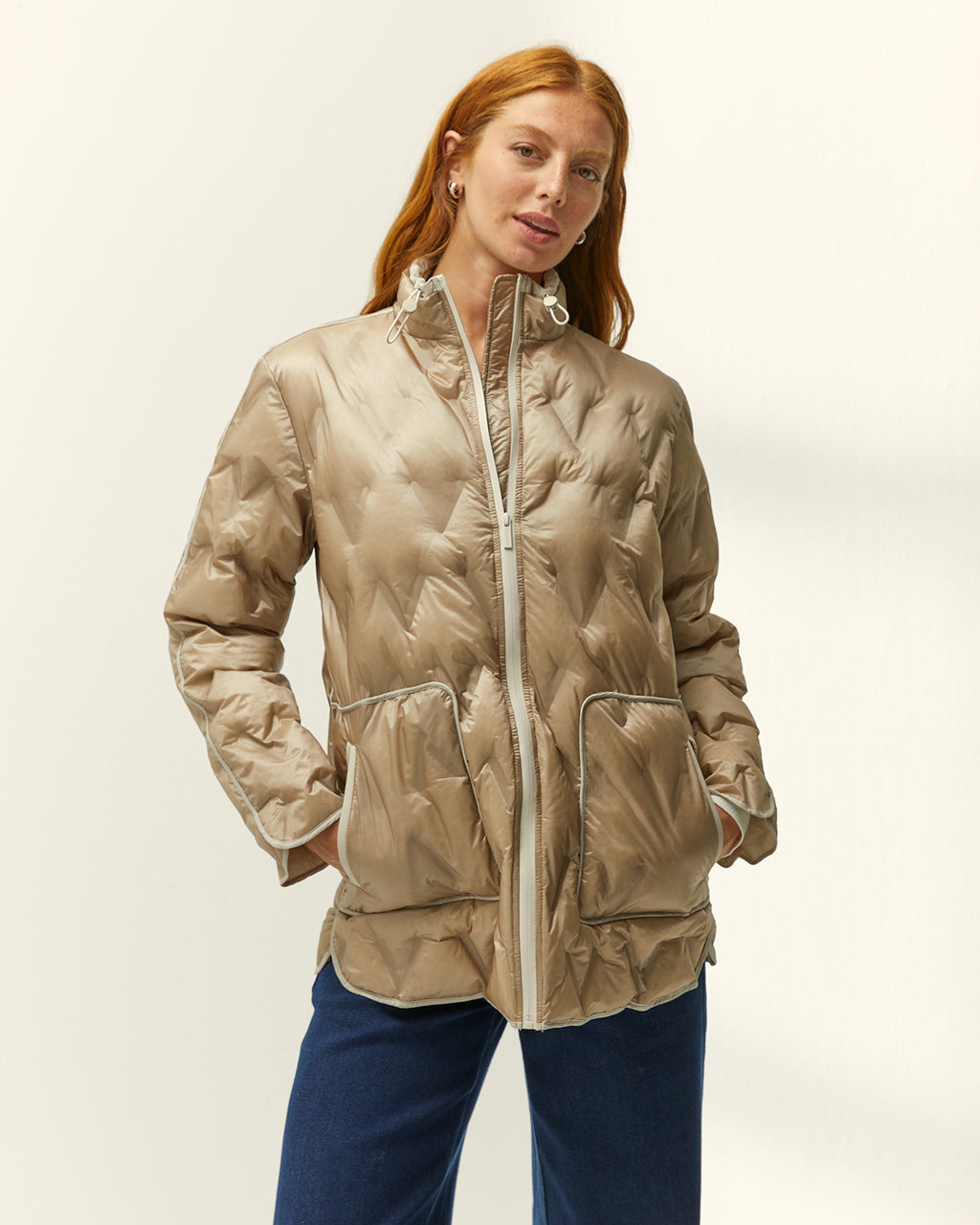 Parka de mujer acolchada cuello semialzado