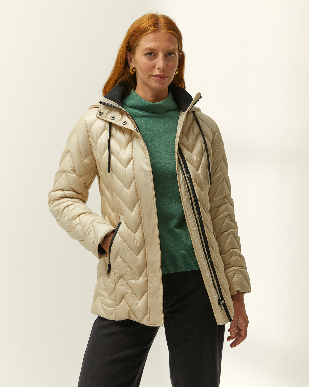 Parka de mujer acolchada capucha desmontable