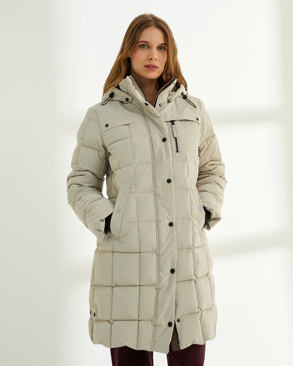 Parka larga de mujer acolchada capucha desmontable