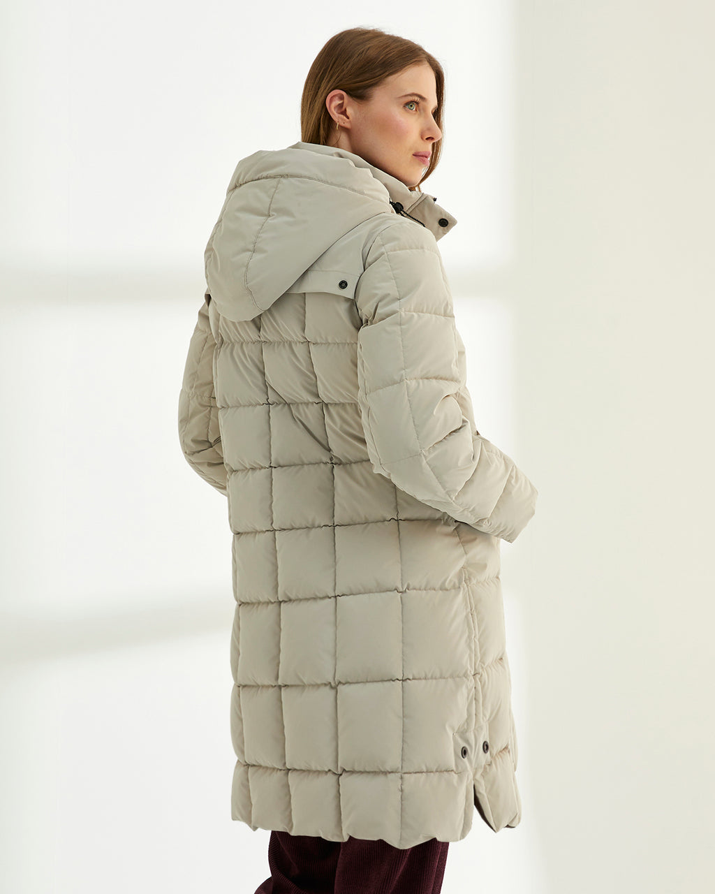 Parka larga de mujer acolchada capucha desmontable