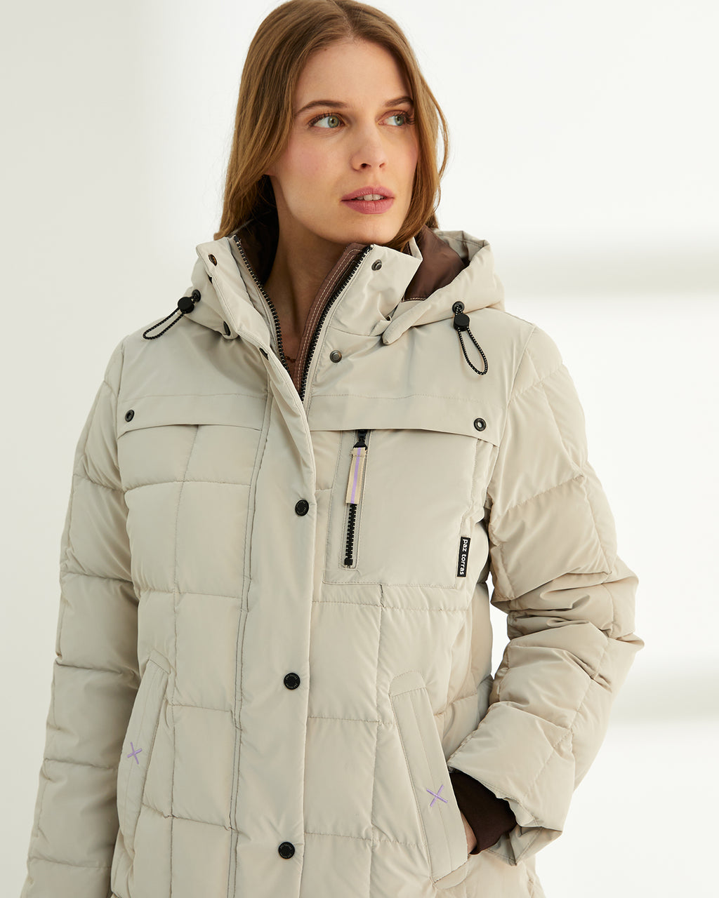 Parka larga de mujer acolchada capucha desmontable