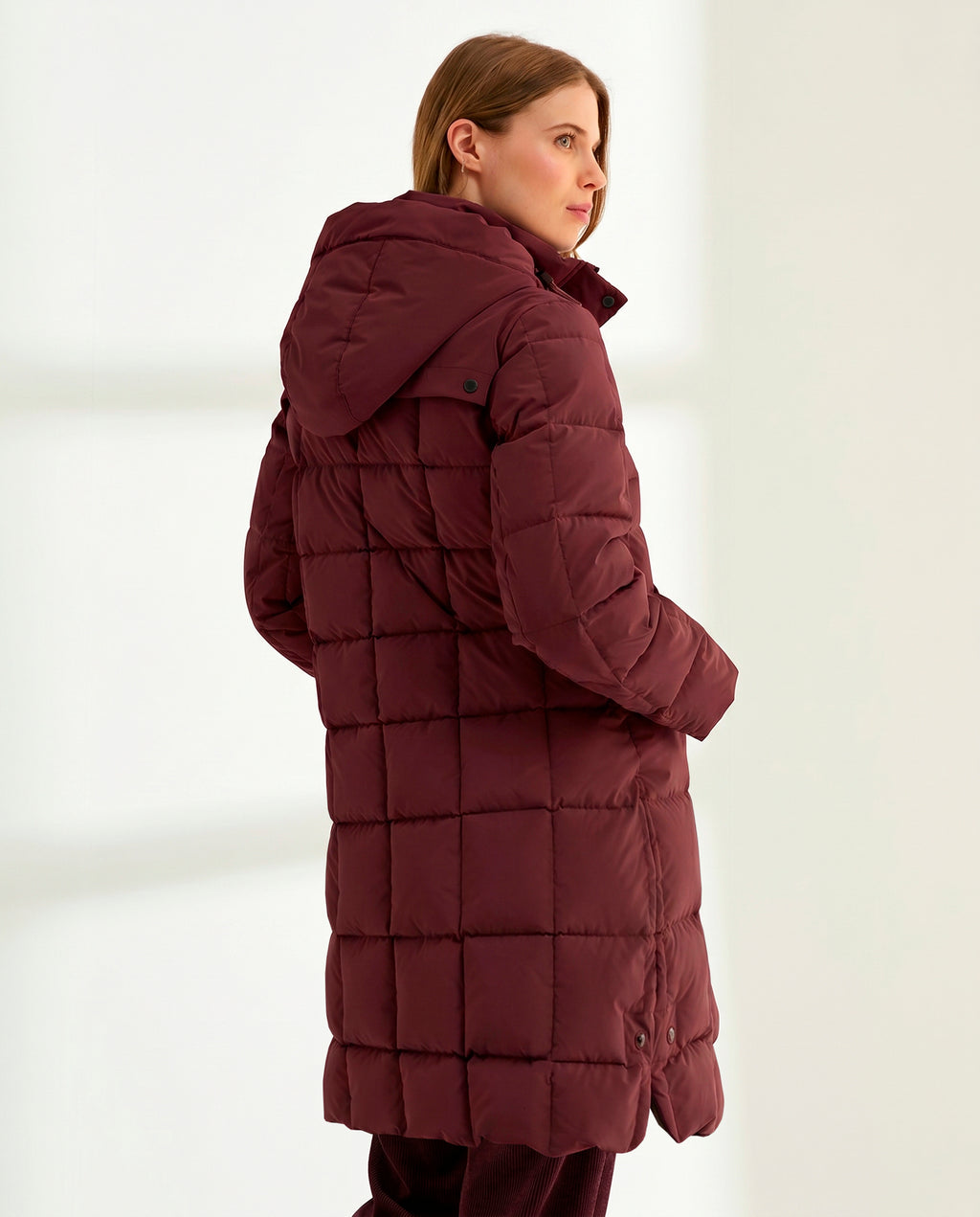 Parka larga de mujer acolchada capucha desmontable