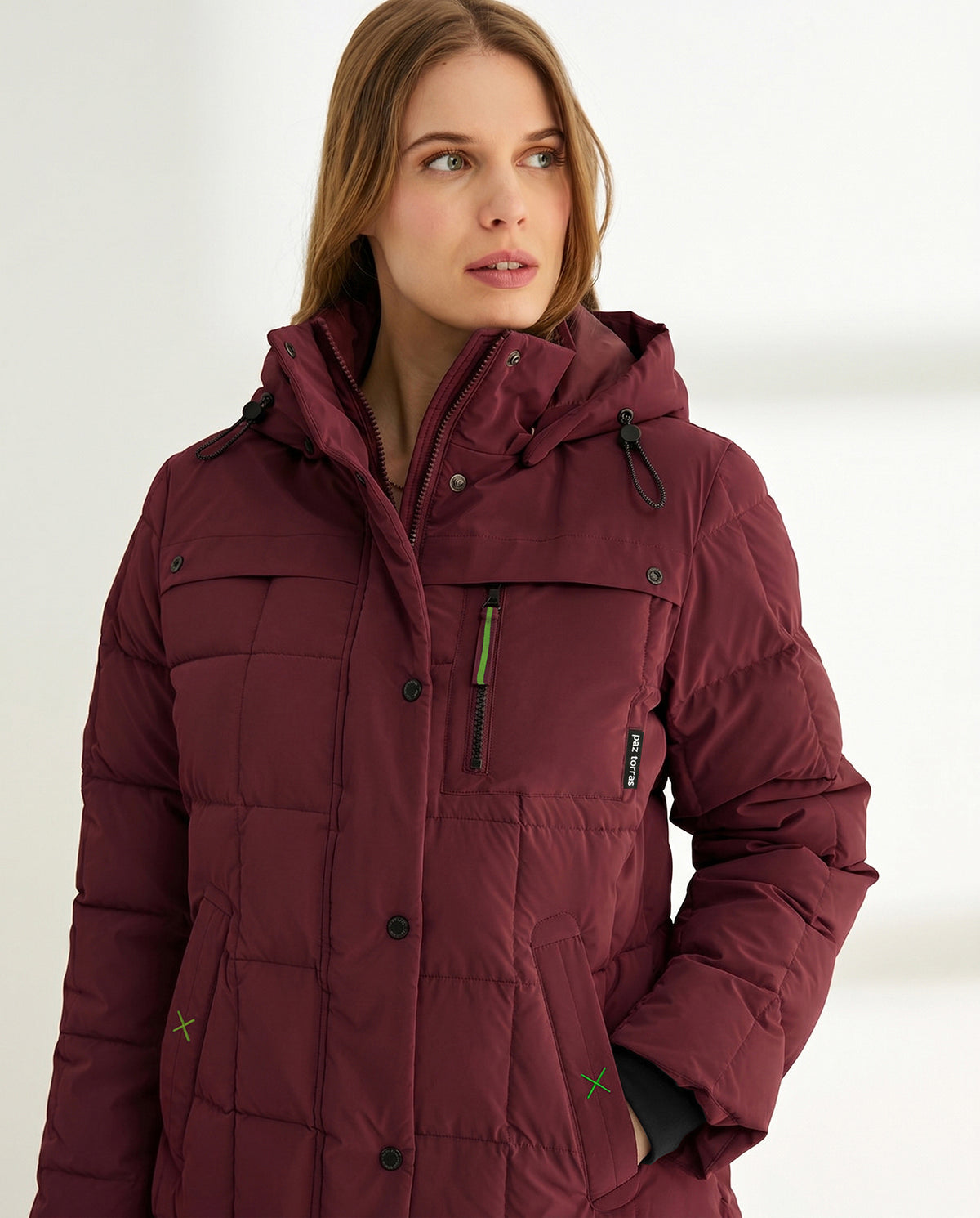 Parka larga de mujer acolchada capucha desmontable