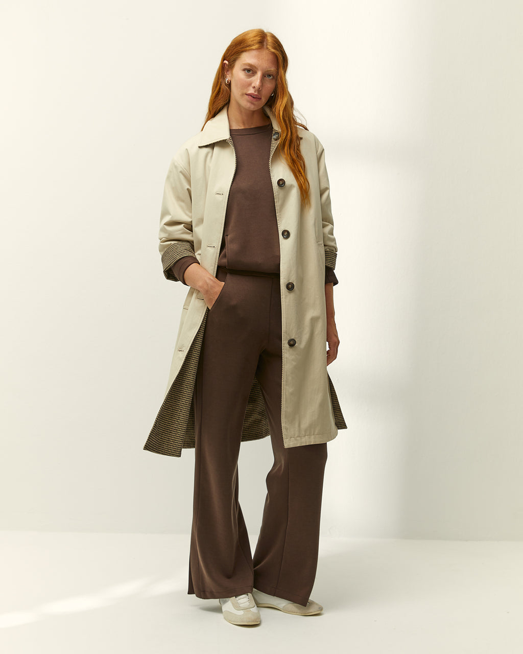 Gabardina larga de mujer reversible