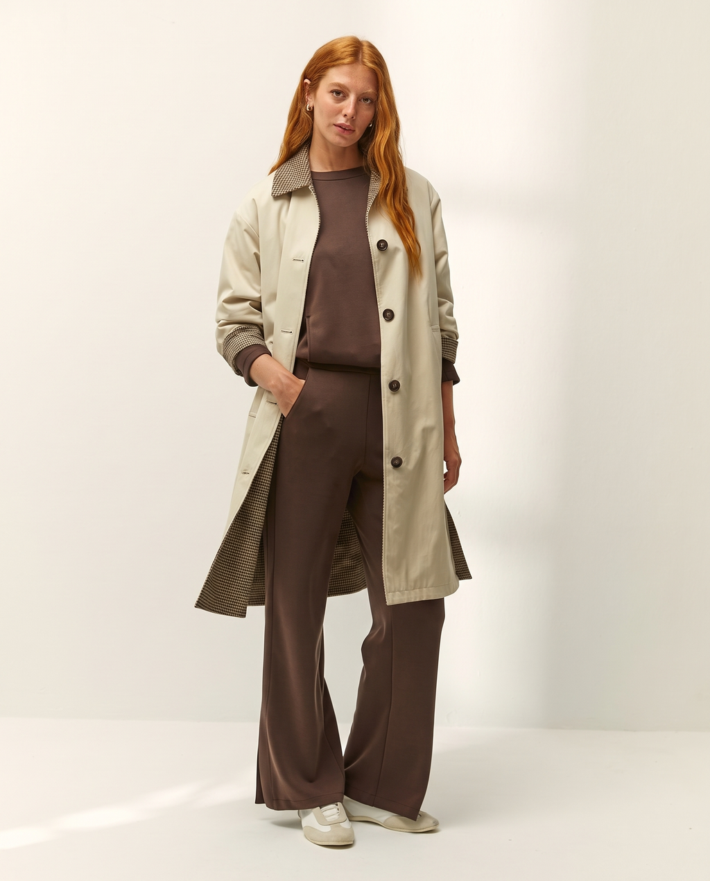 Gabardina larga de mujer reversible
