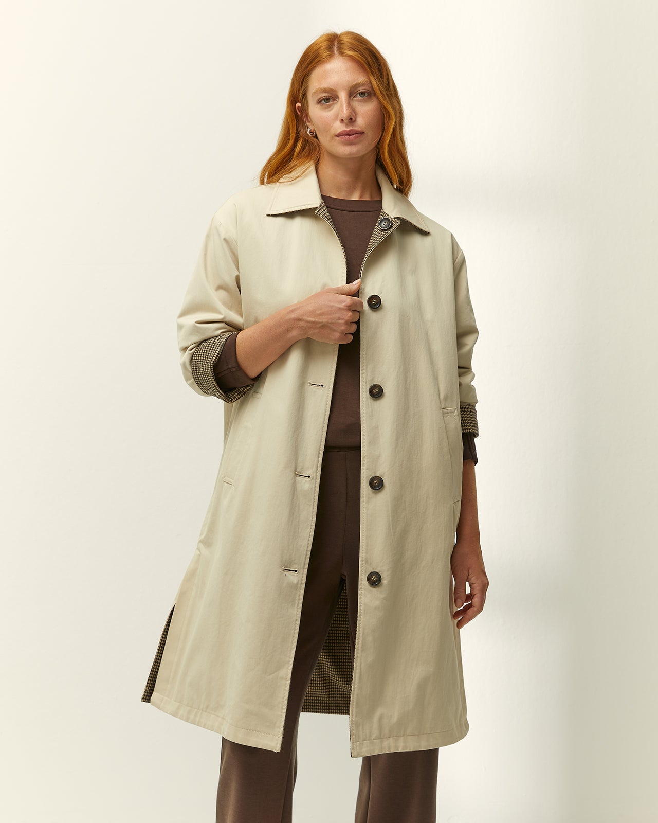 Gabardina larga de mujer reversible
