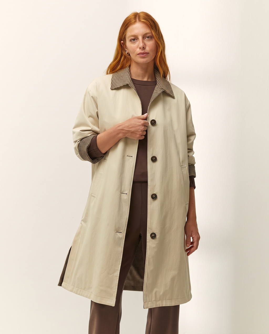 Gabardina larga de mujer reversible