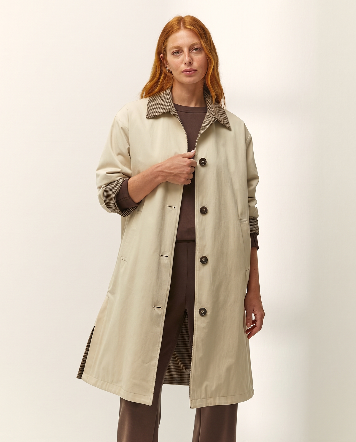 Gabardina larga de mujer reversible