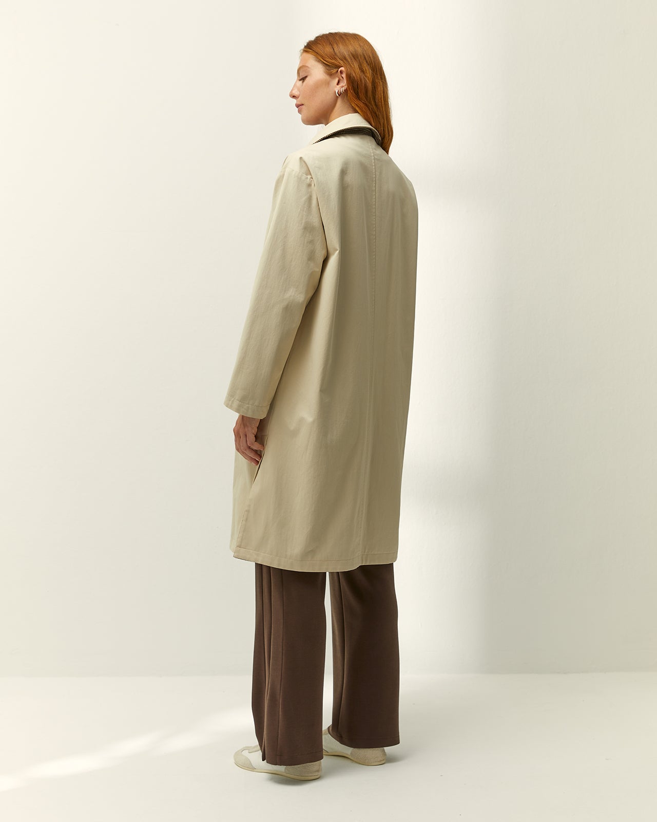 Gabardina larga de mujer reversible