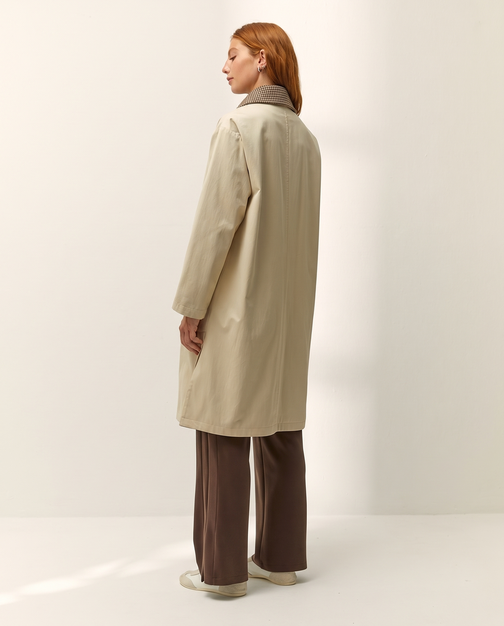 Gabardina larga de mujer reversible