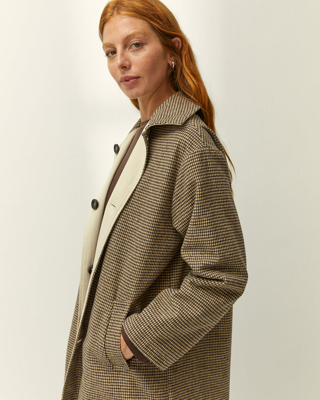 Gabardina larga de mujer reversible