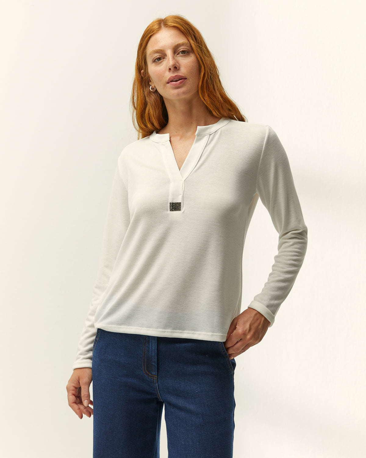 Camiseta de mujer cuello redondo manga larga