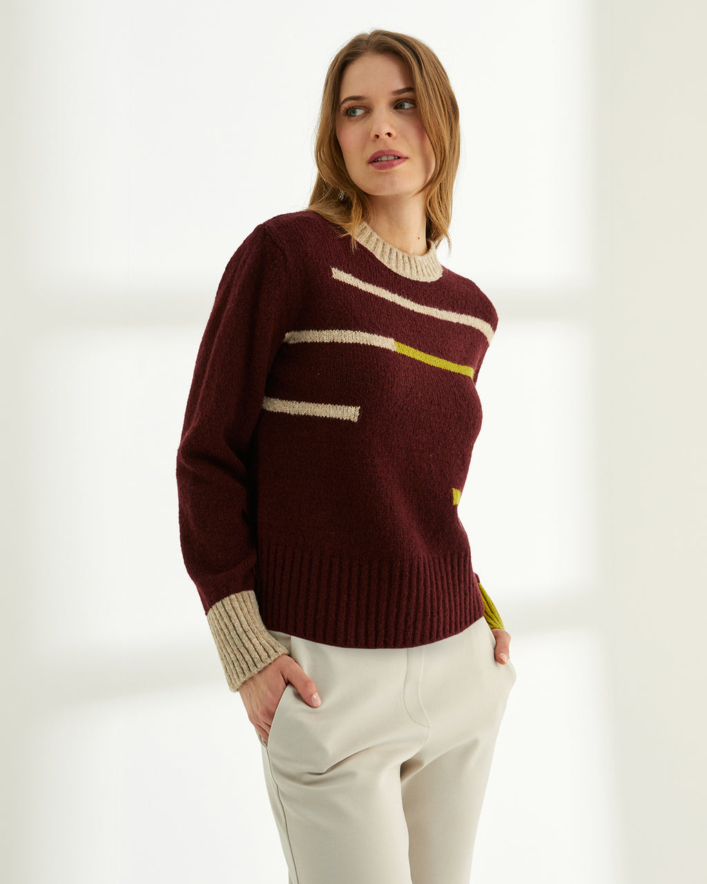 Jersey de mujer cuello redondo manga larga