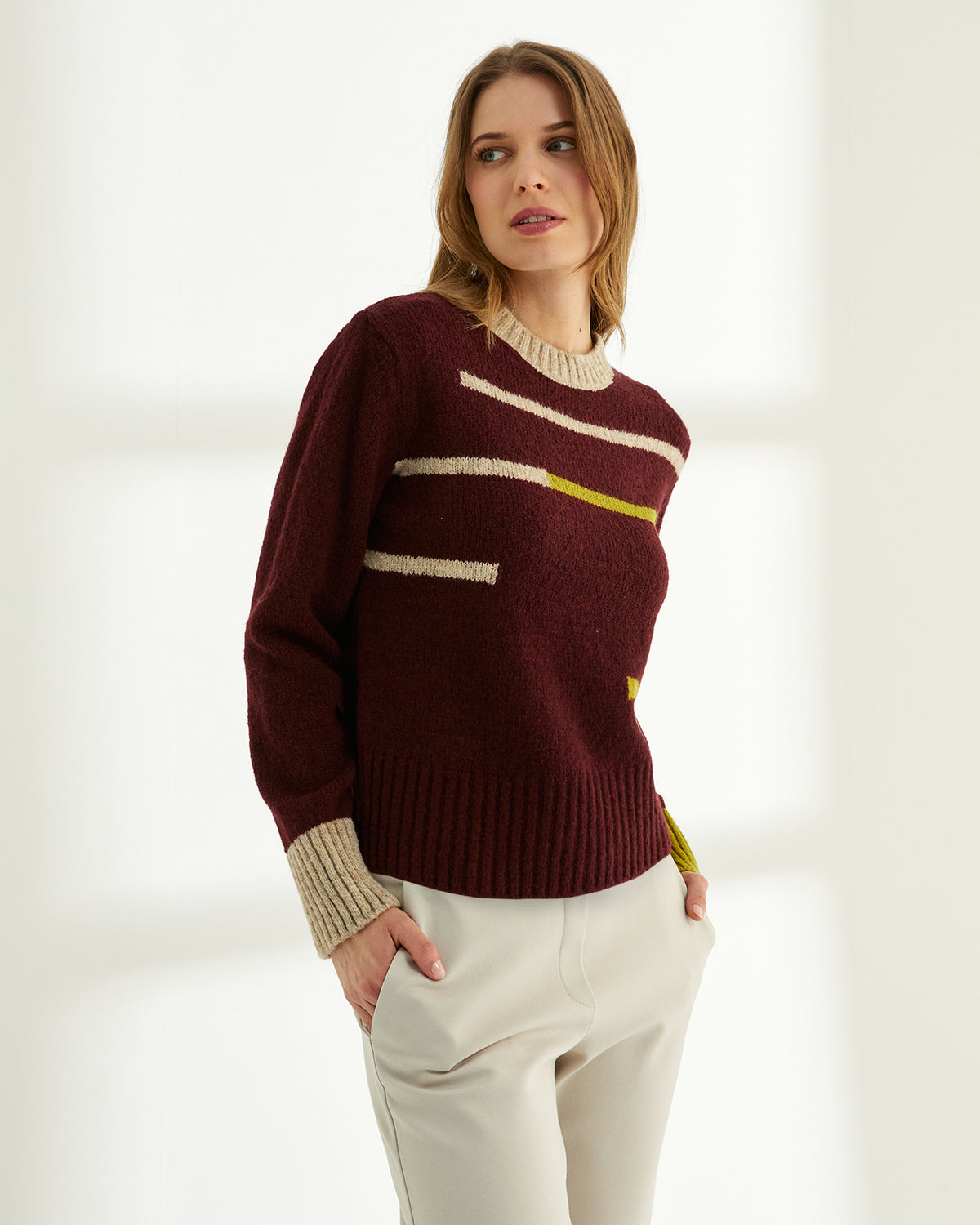 Jersey de mujer cuello redondo manga larga