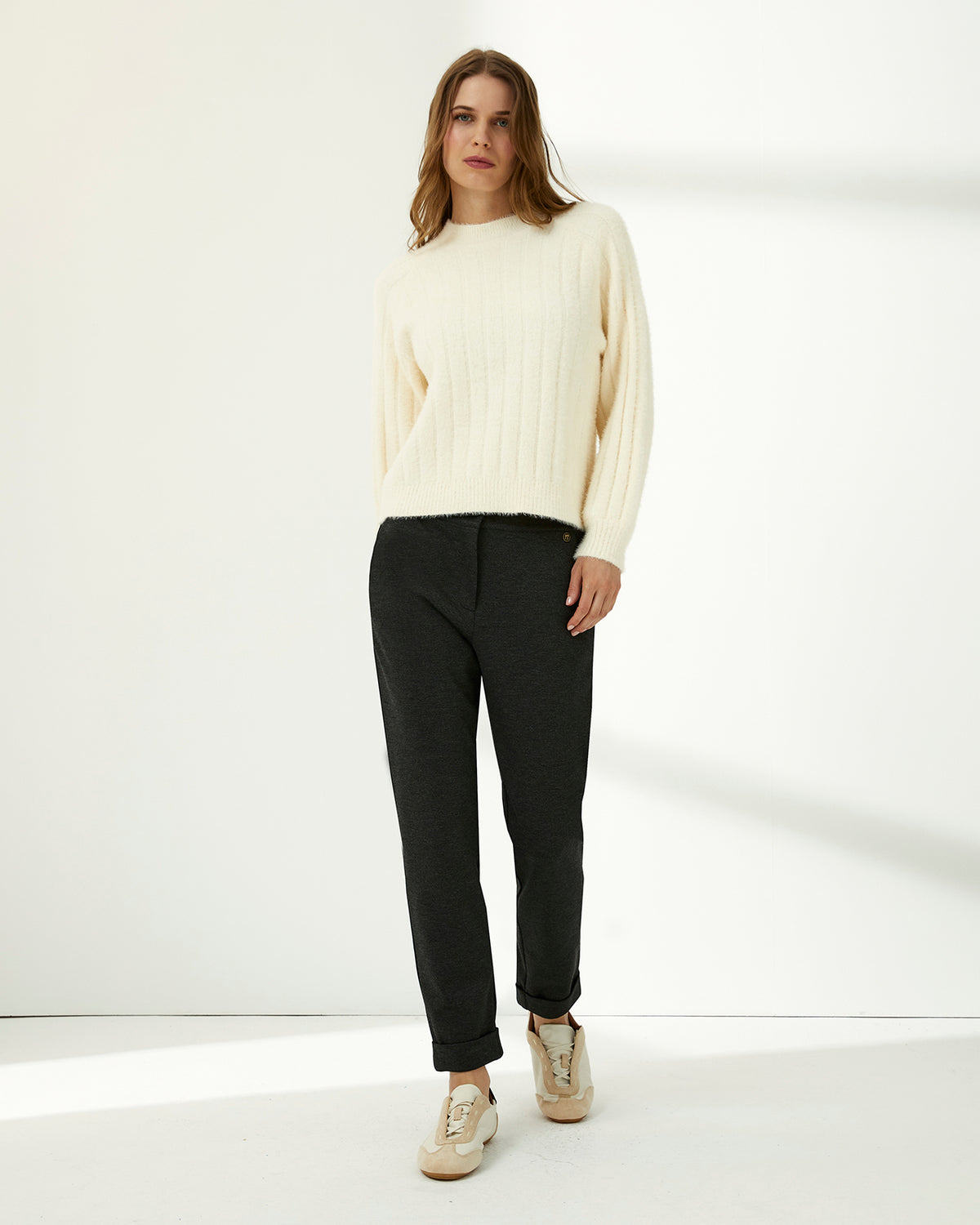 Jersey de mujer cuello redondo manga ranglán