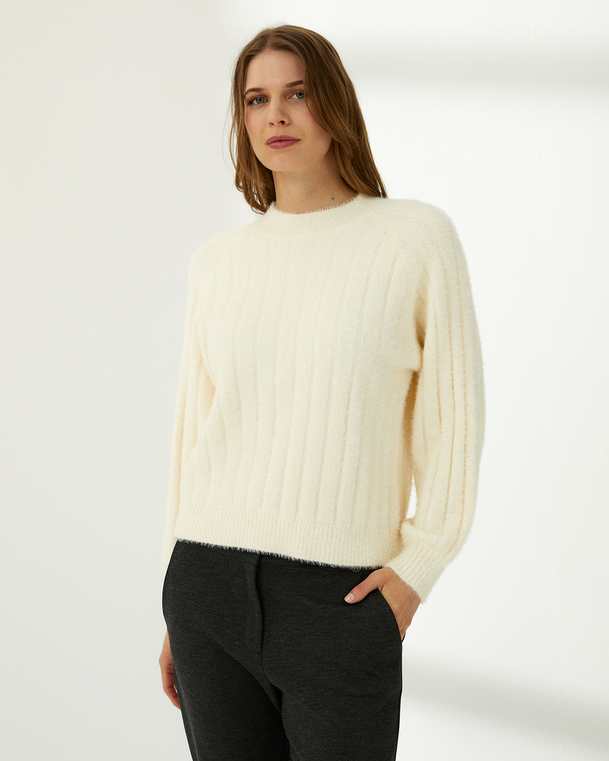 Jersey de mujer cuello redondo manga ranglán