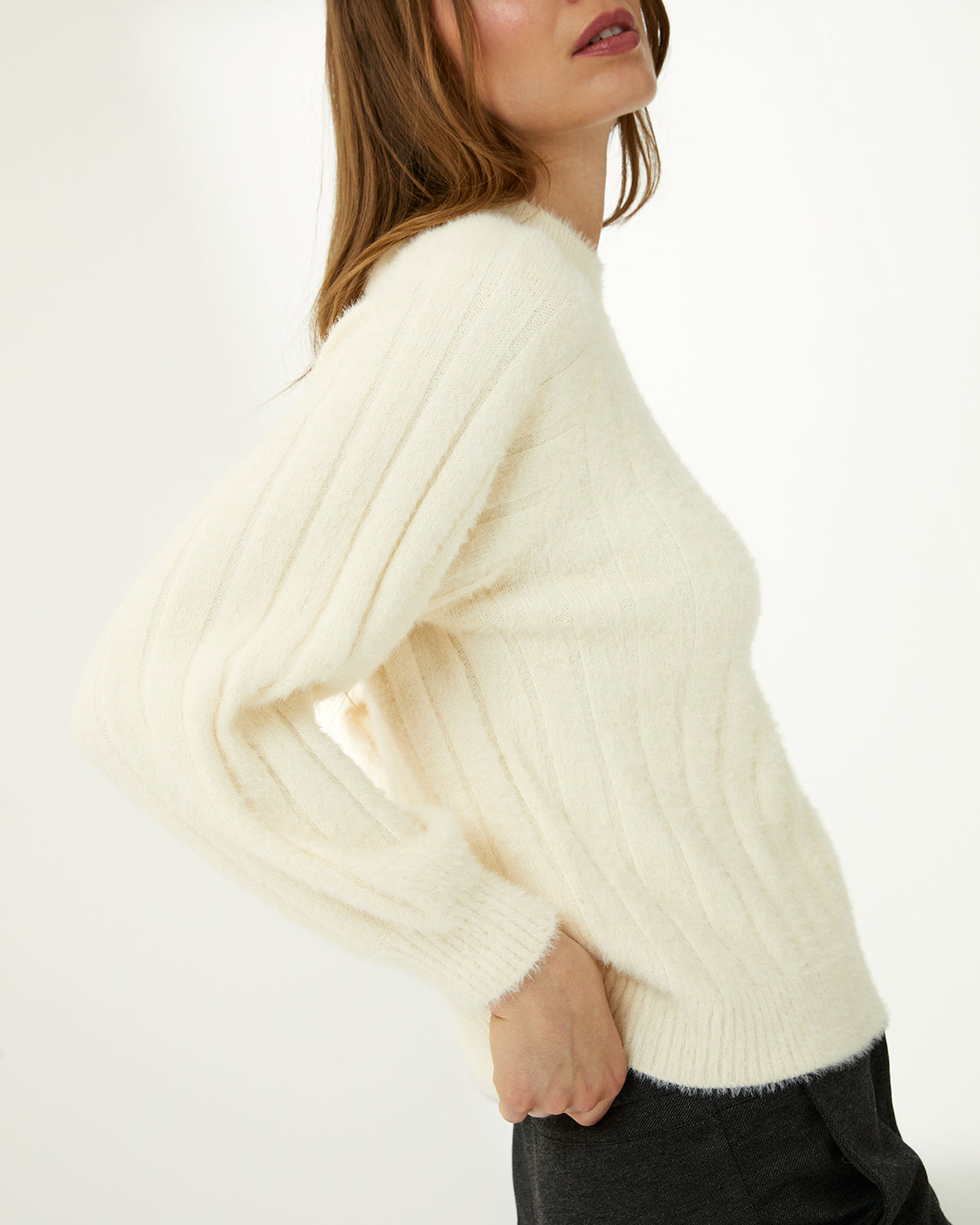 Jersey de mujer cuello redondo manga ranglán