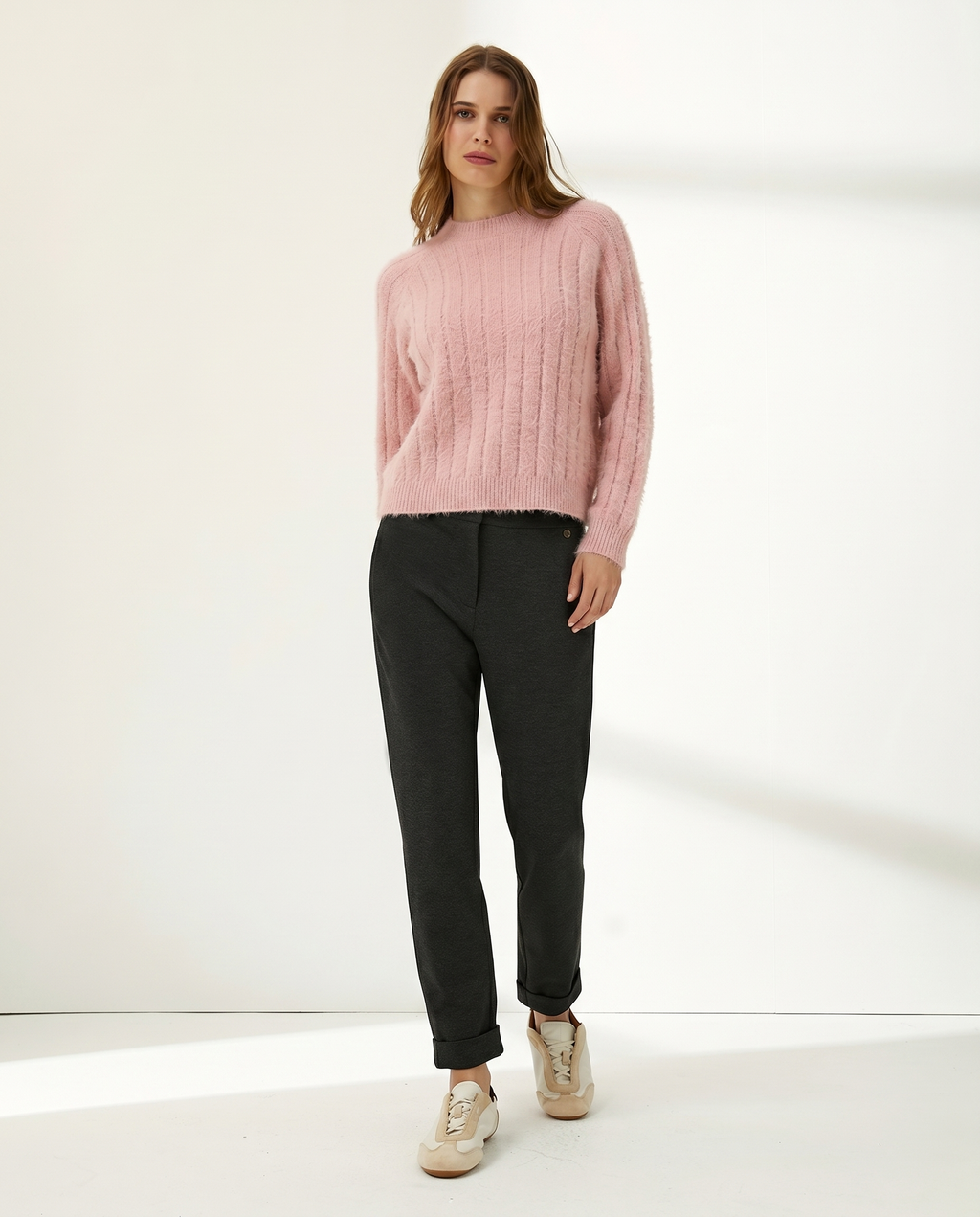 Jersey de mujer cuello redondo manga ranglán