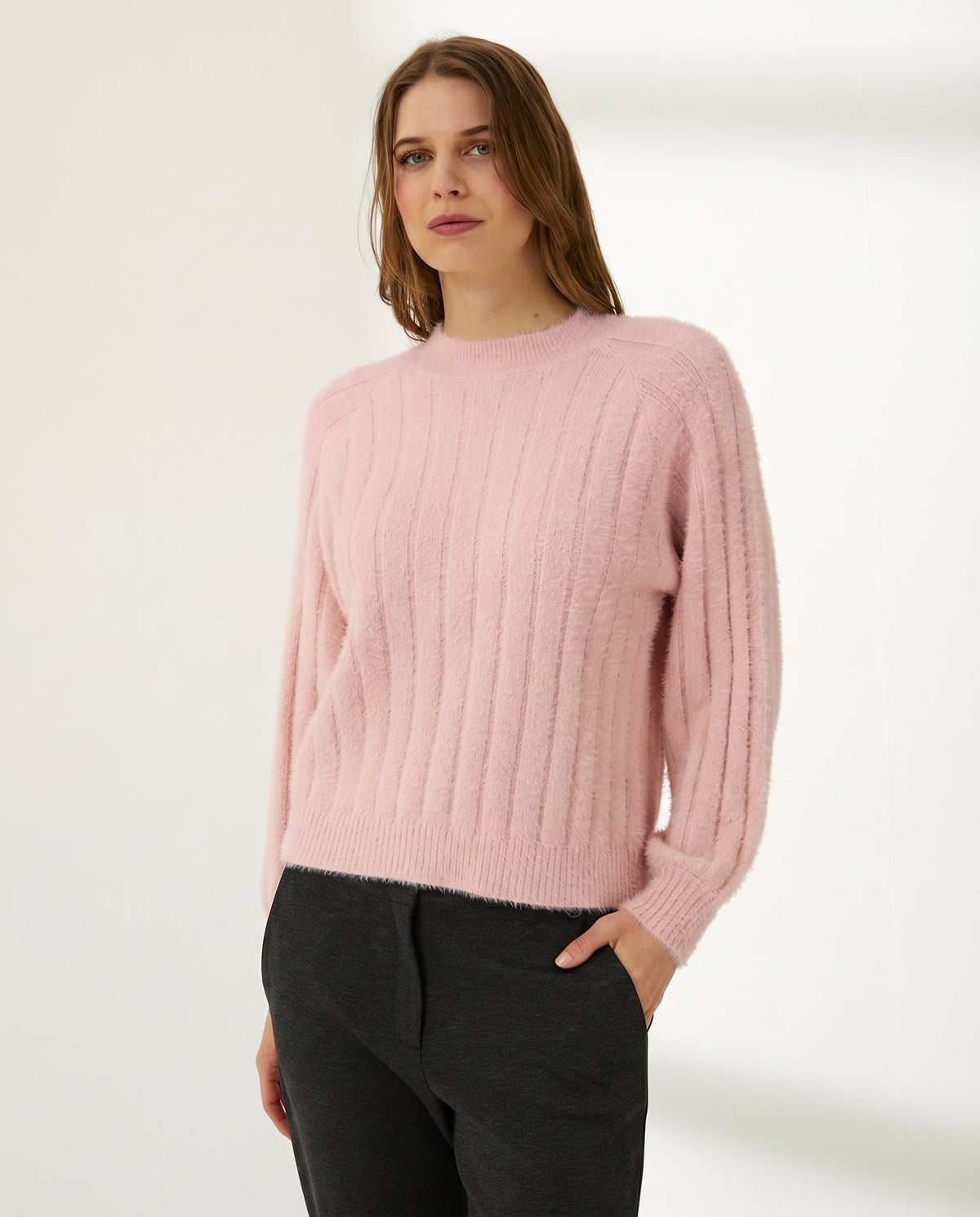 Jersey de mujer cuello redondo manga ranglán