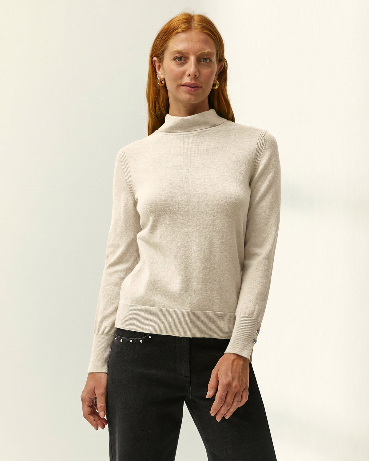 Jersey de mujer punto fino cuello alto