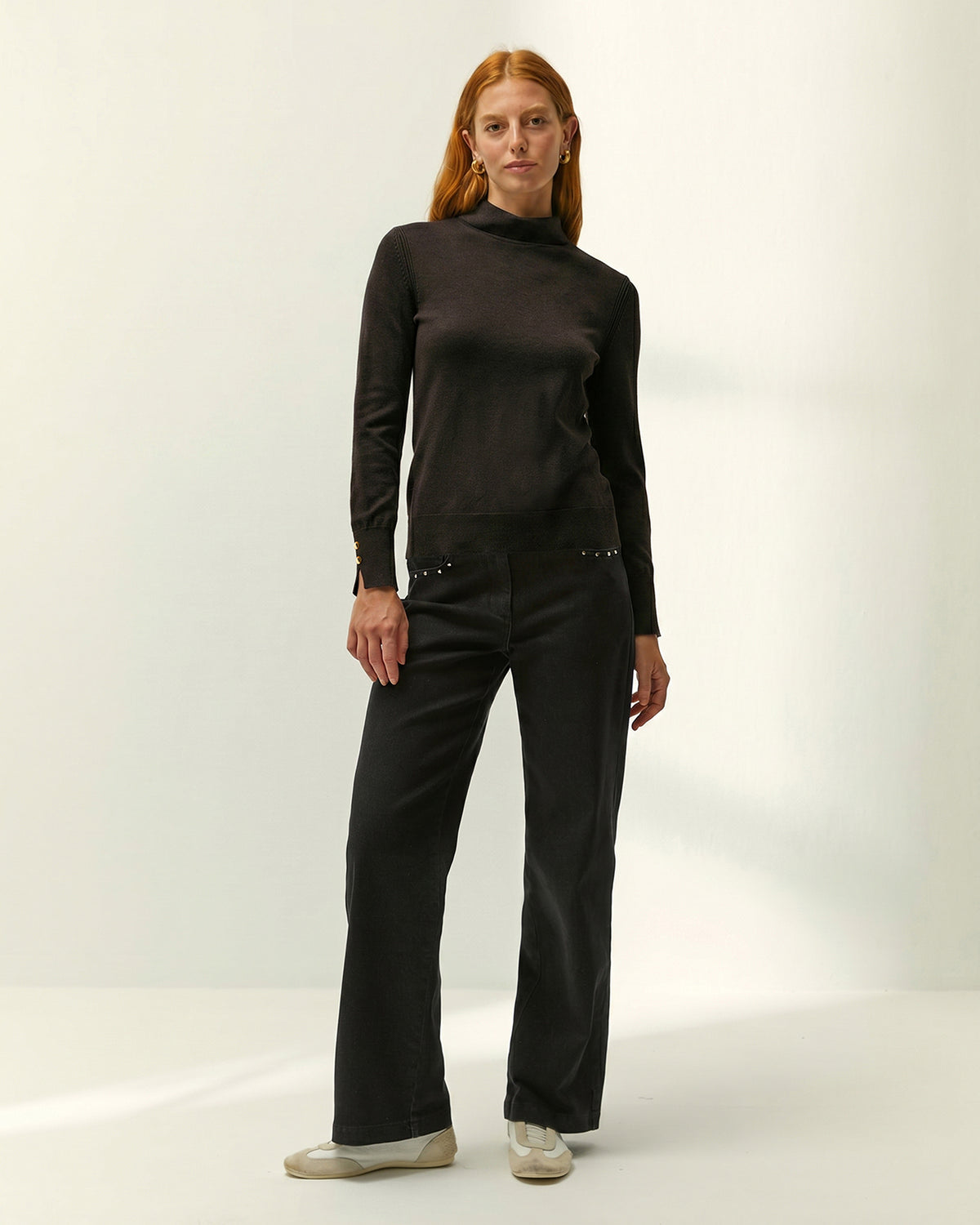 Jersey de mujer punto fino cuello alto
