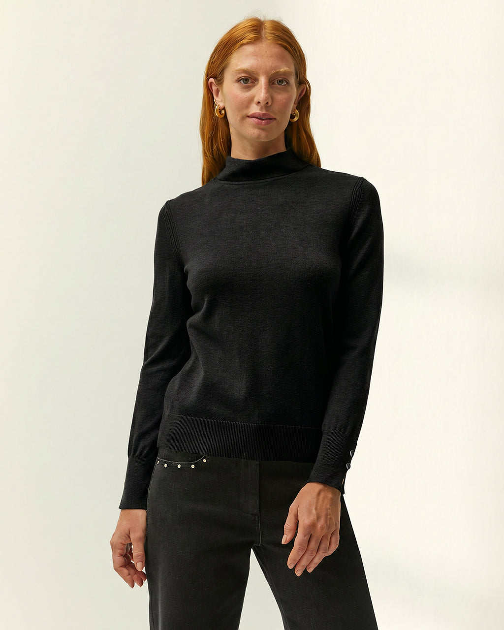 Jersey de mujer punto fino cuello alto