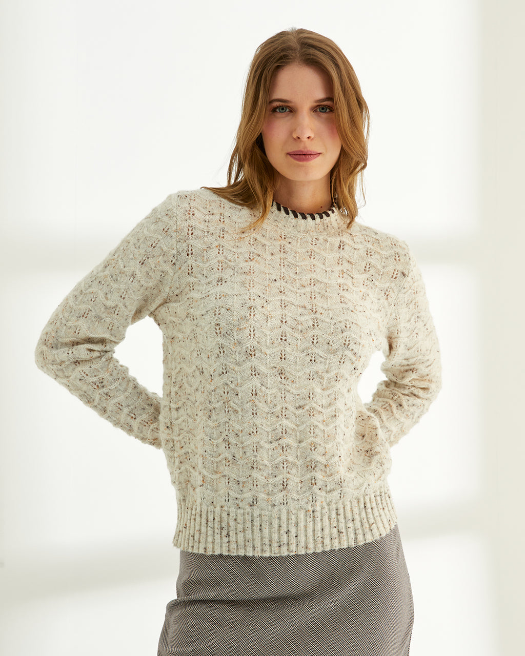 Jersey de mujer cuello rendodo manga larga