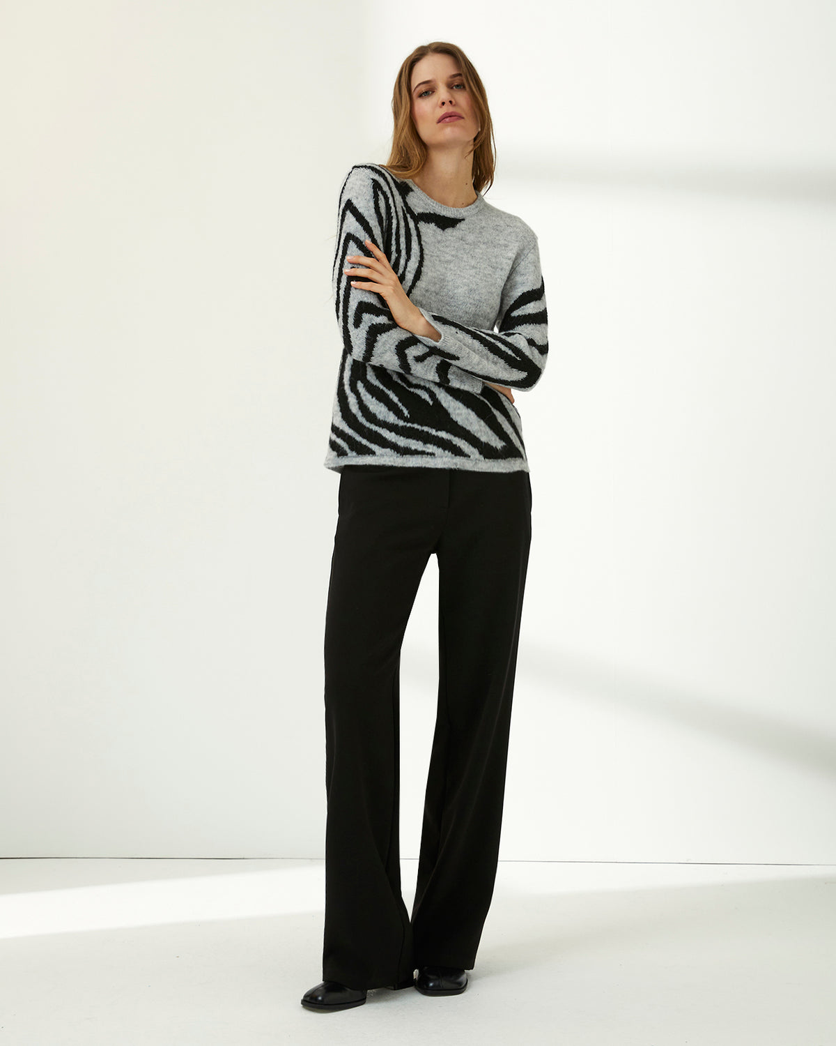 Jersey de mujer punto fantasía cuello redondo