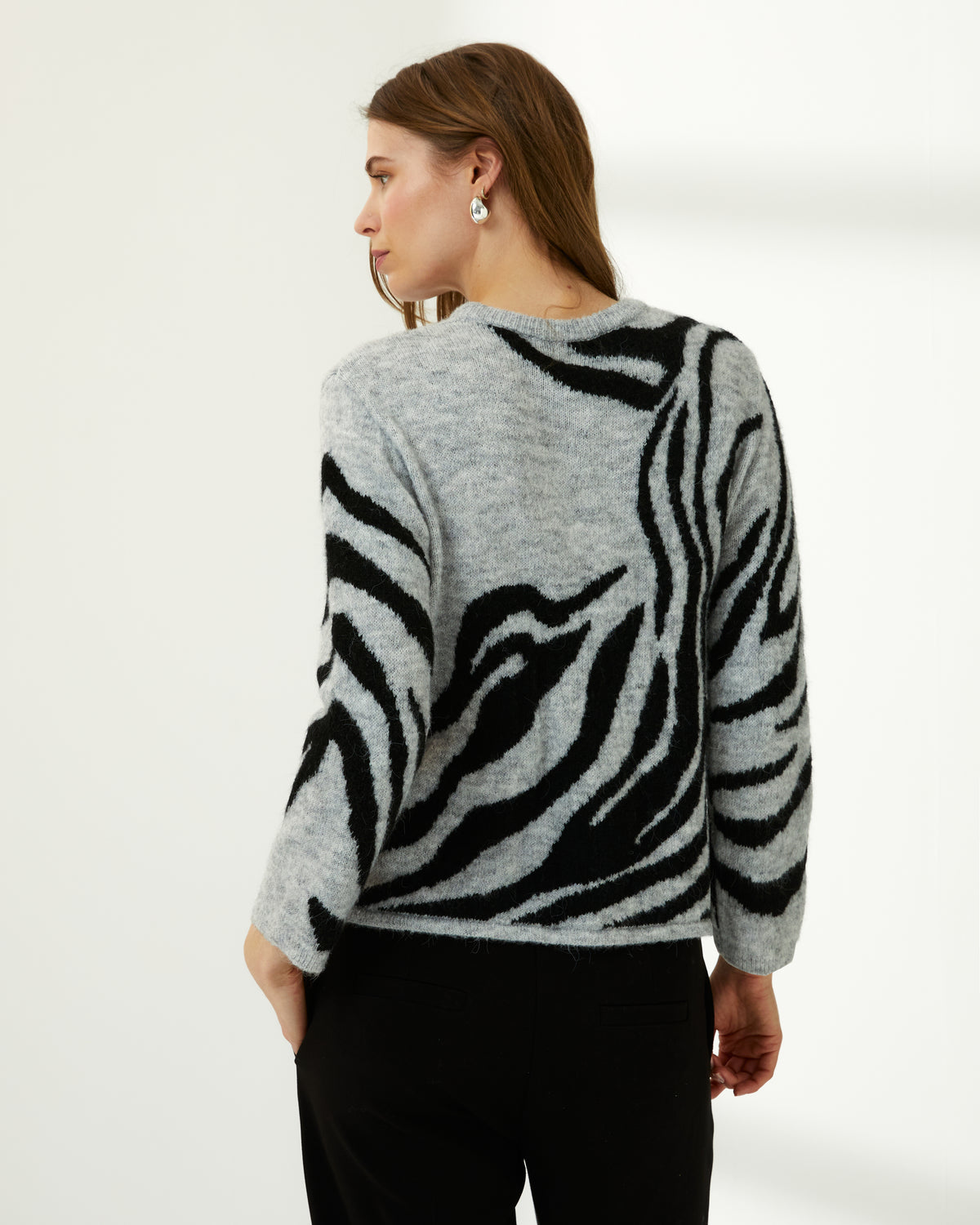Jersey de mujer punto fantasía cuello redondo