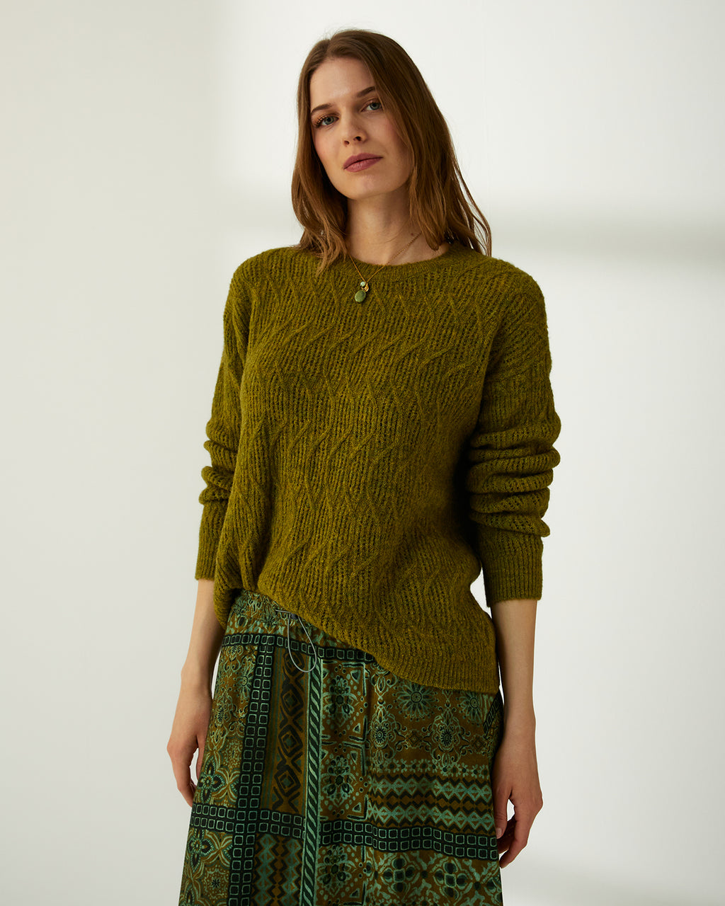 Jersey de mujer cuello redondo punto fantasía