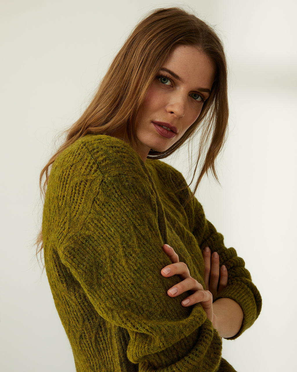 Jersey de mujer cuello redondo punto fantasía
