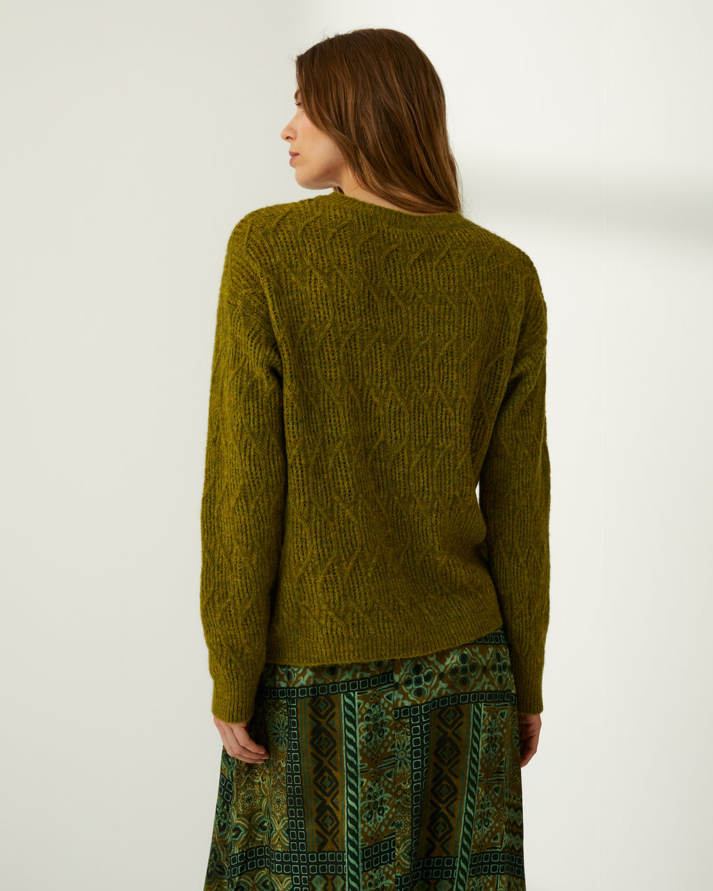 Jersey de mujer cuello redondo punto fantasía
