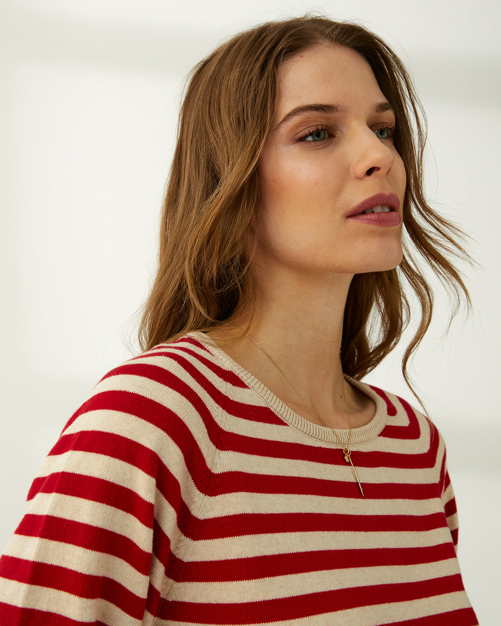 Jersey de mujer rayas cuello redondo manga corta