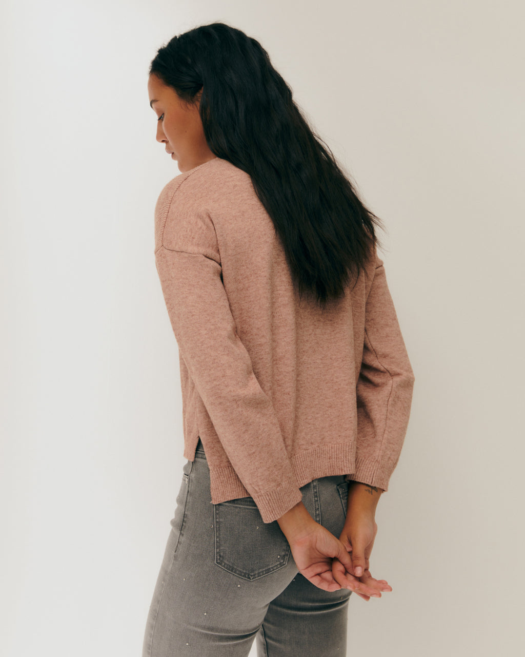 Jersey de mujer punto fantasía cuello redondo manga larga