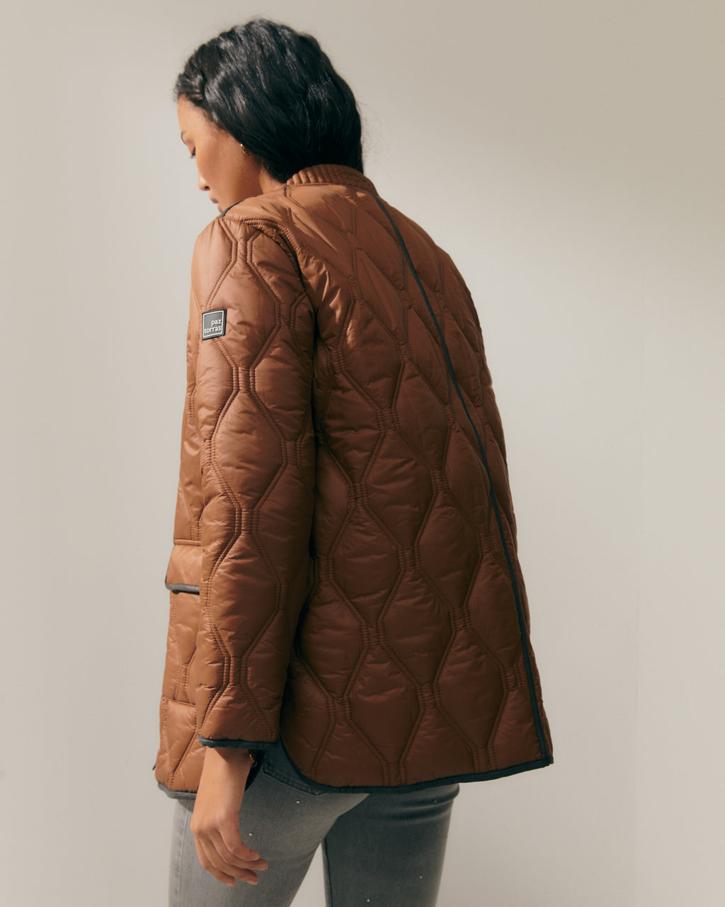 Parka de mujer acolchada bolsillos de plastrón