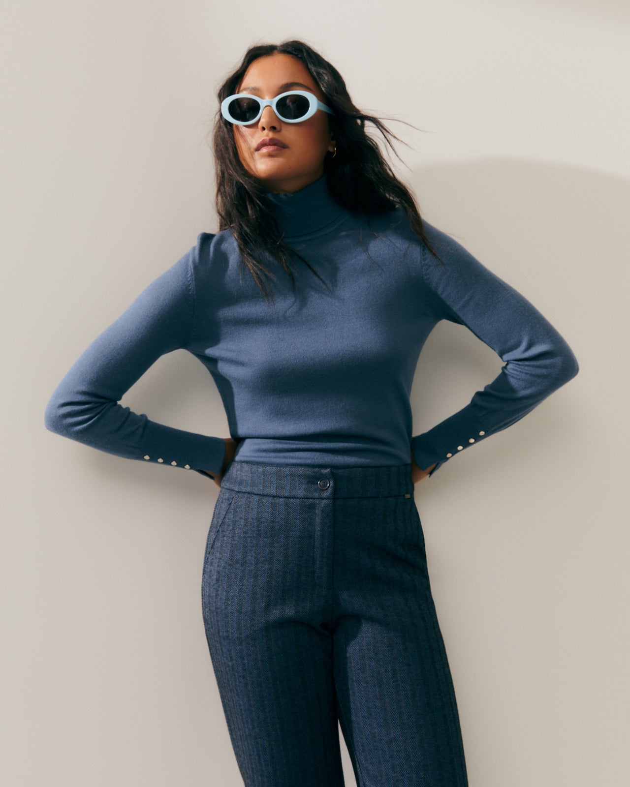 Basic women's turtleneck sweater with long sleeves