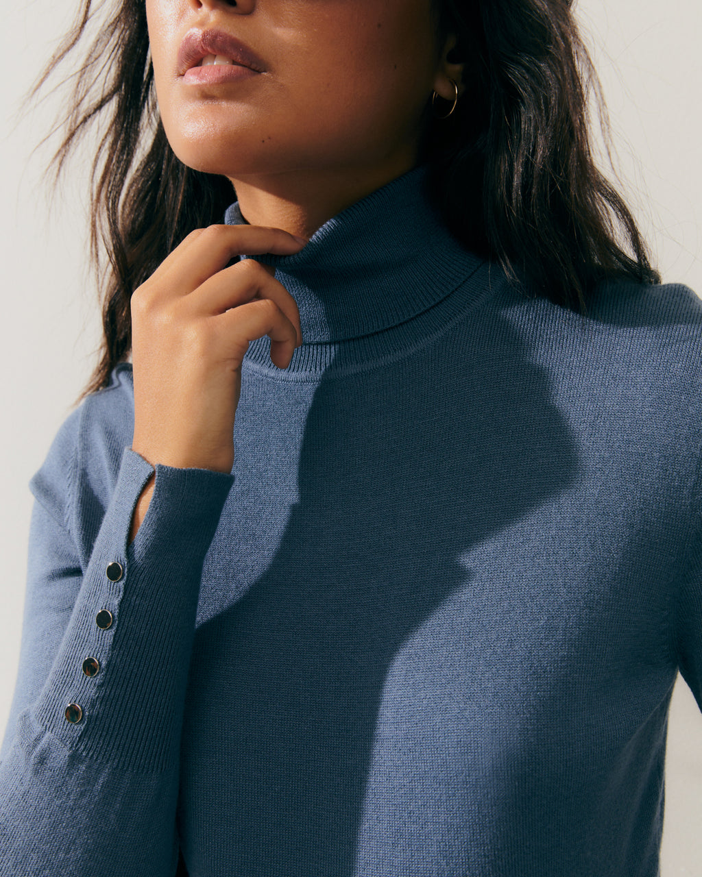 Jersey de mujer básico cuello alto manga larga
