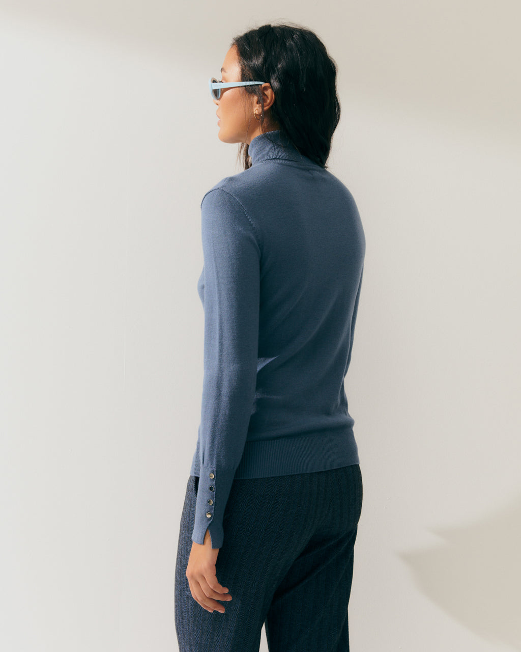 Jersey de mujer básico cuello alto manga larga
