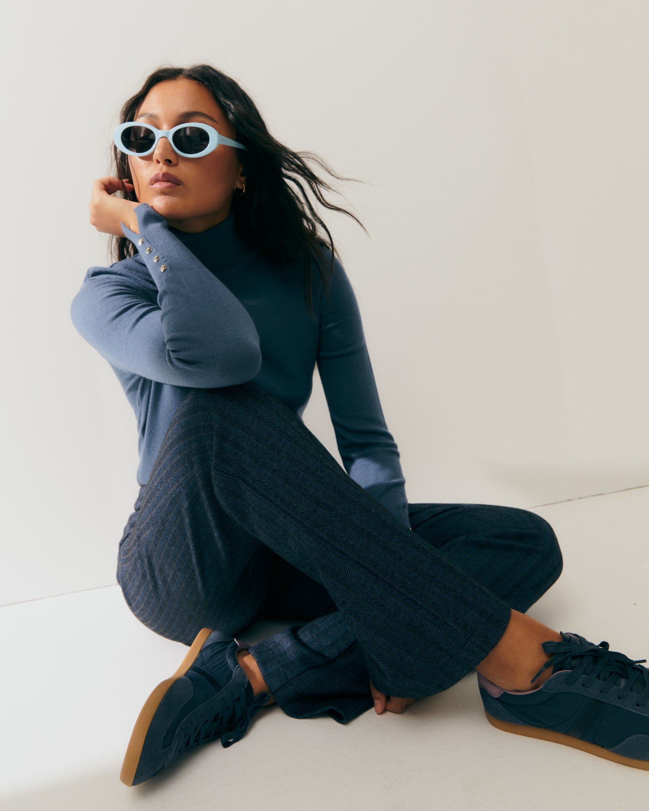 Basic women's turtleneck sweater with long sleeves