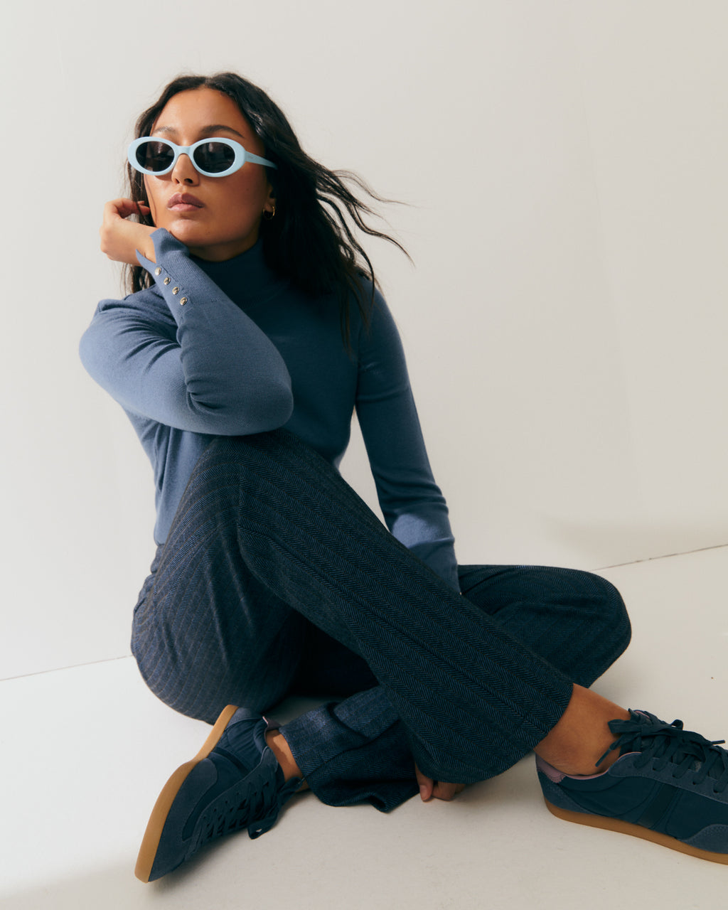 Pantalón recto de mujer punto fantasía espiga