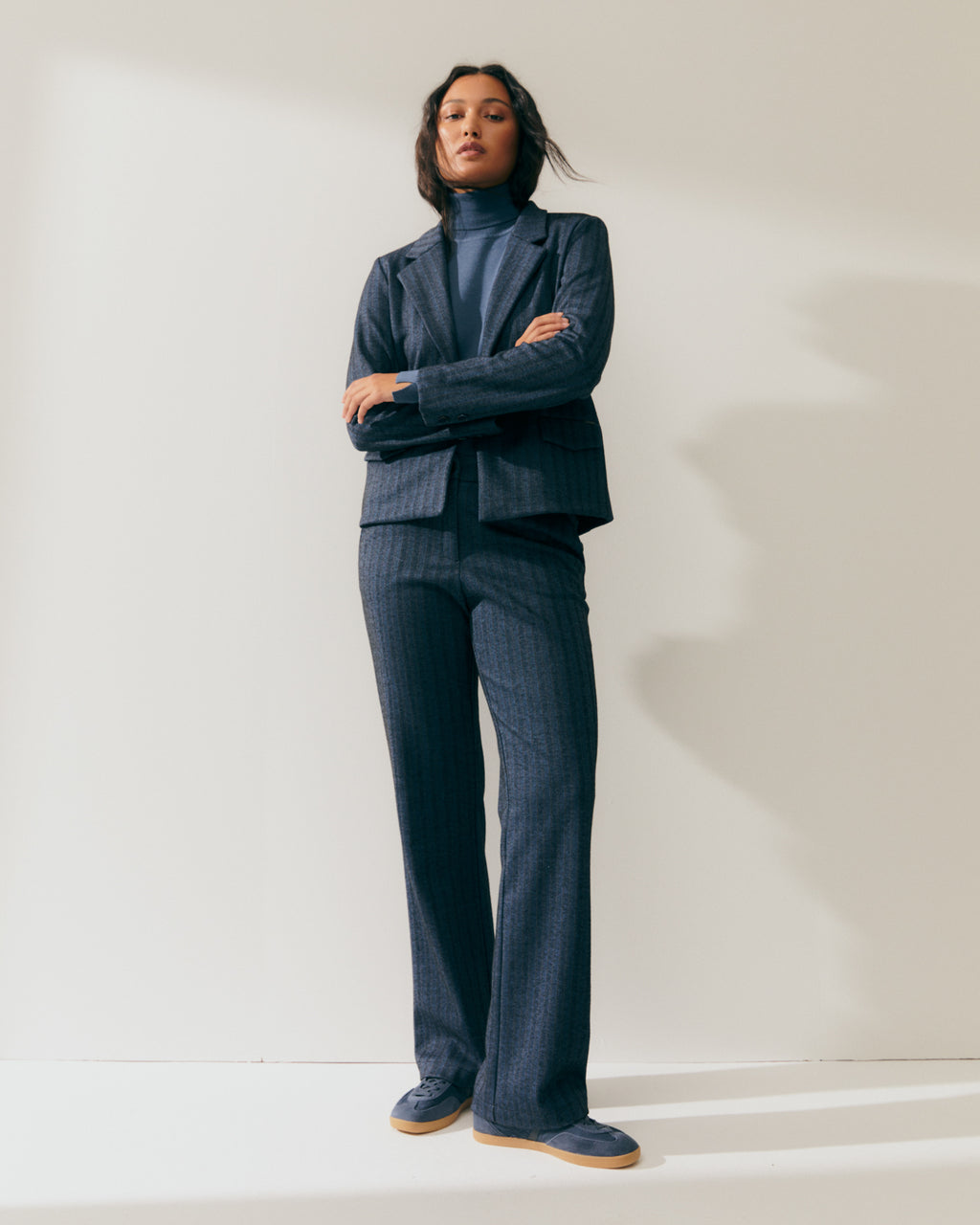 Blazer de mujer en punto estampado rayas