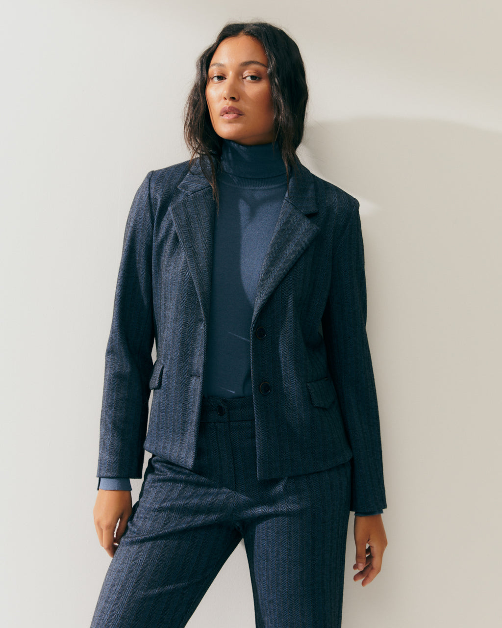Blazer de mujer en punto estampado rayas