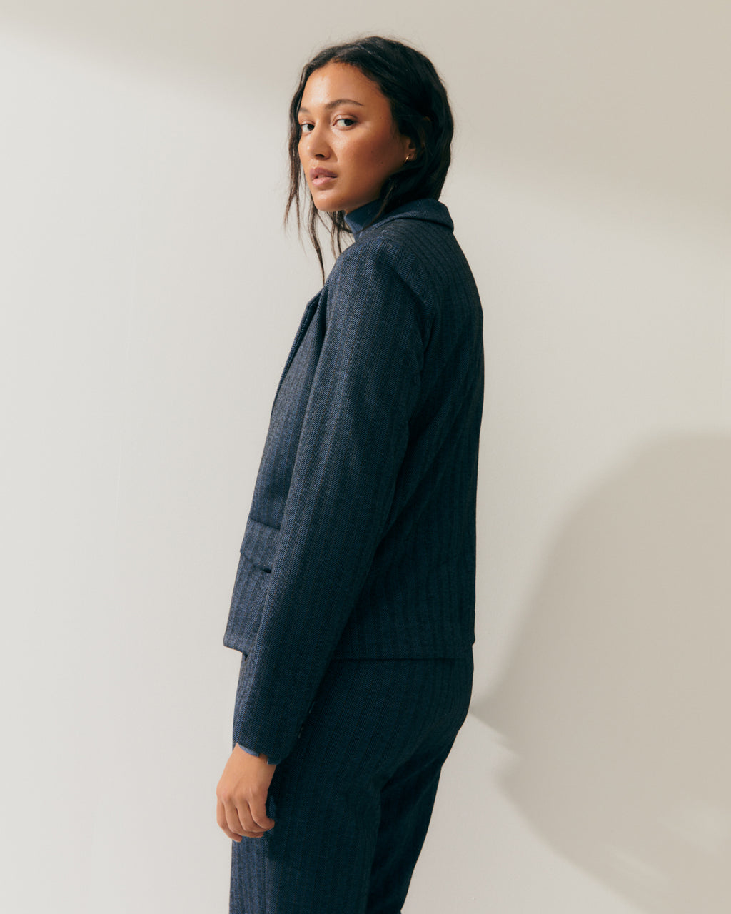 Blazer de mujer en punto estampado rayas