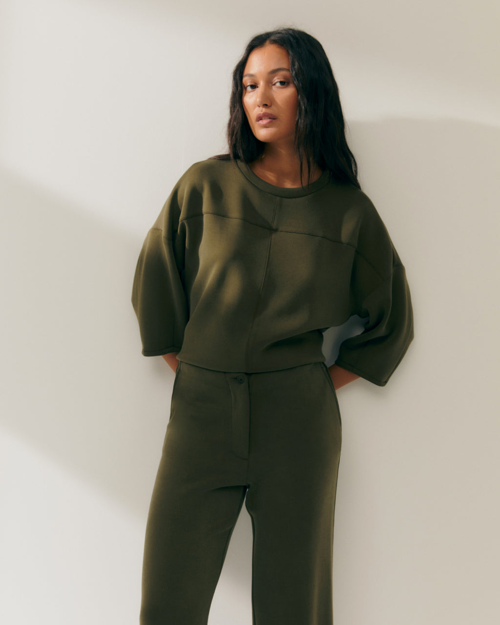 Pantalón de mujer ancho en punto cintura elástica