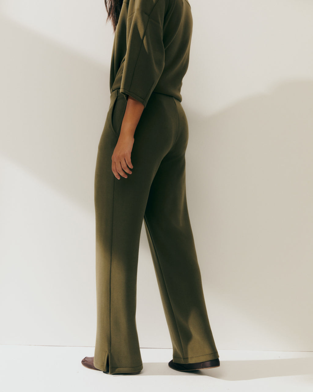 Pantalón de mujer ancho en punto cintura elástica