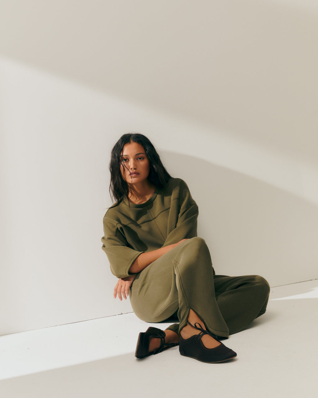 Pantalón de mujer ancho en punto cintura elástica