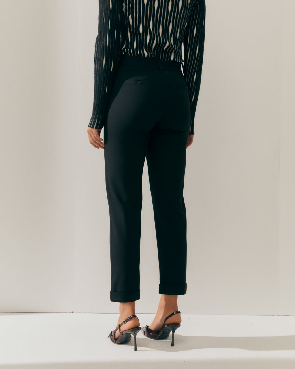 Pantalón recto de mujer punto roma cintura elástica