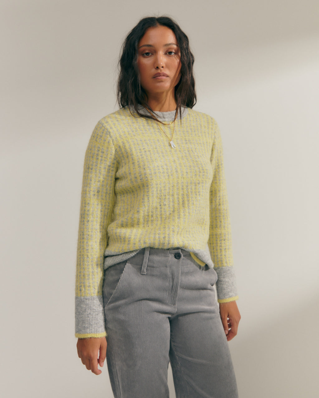 Jersey de mujer punto fantasía cuello redondo