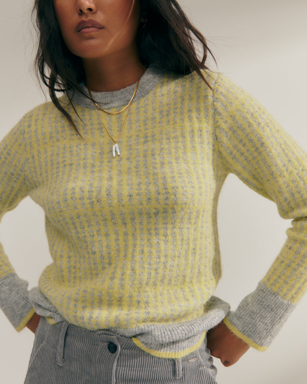 Jersey de mujer punto fantasía cuello redondo